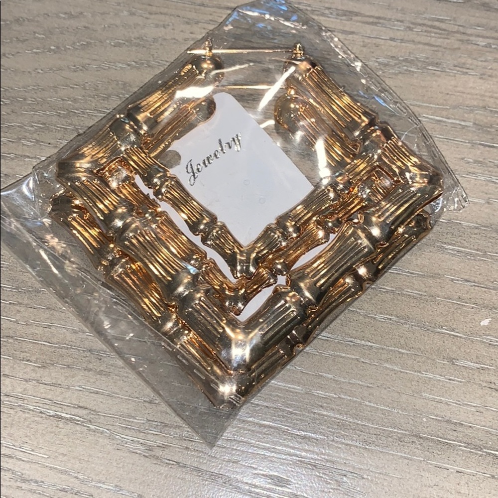 Bamboo Gold Square Hoops